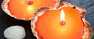 Orange Peel seashell candle